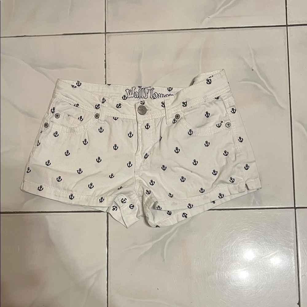 Wallflower Nautical Print Jean Shorts